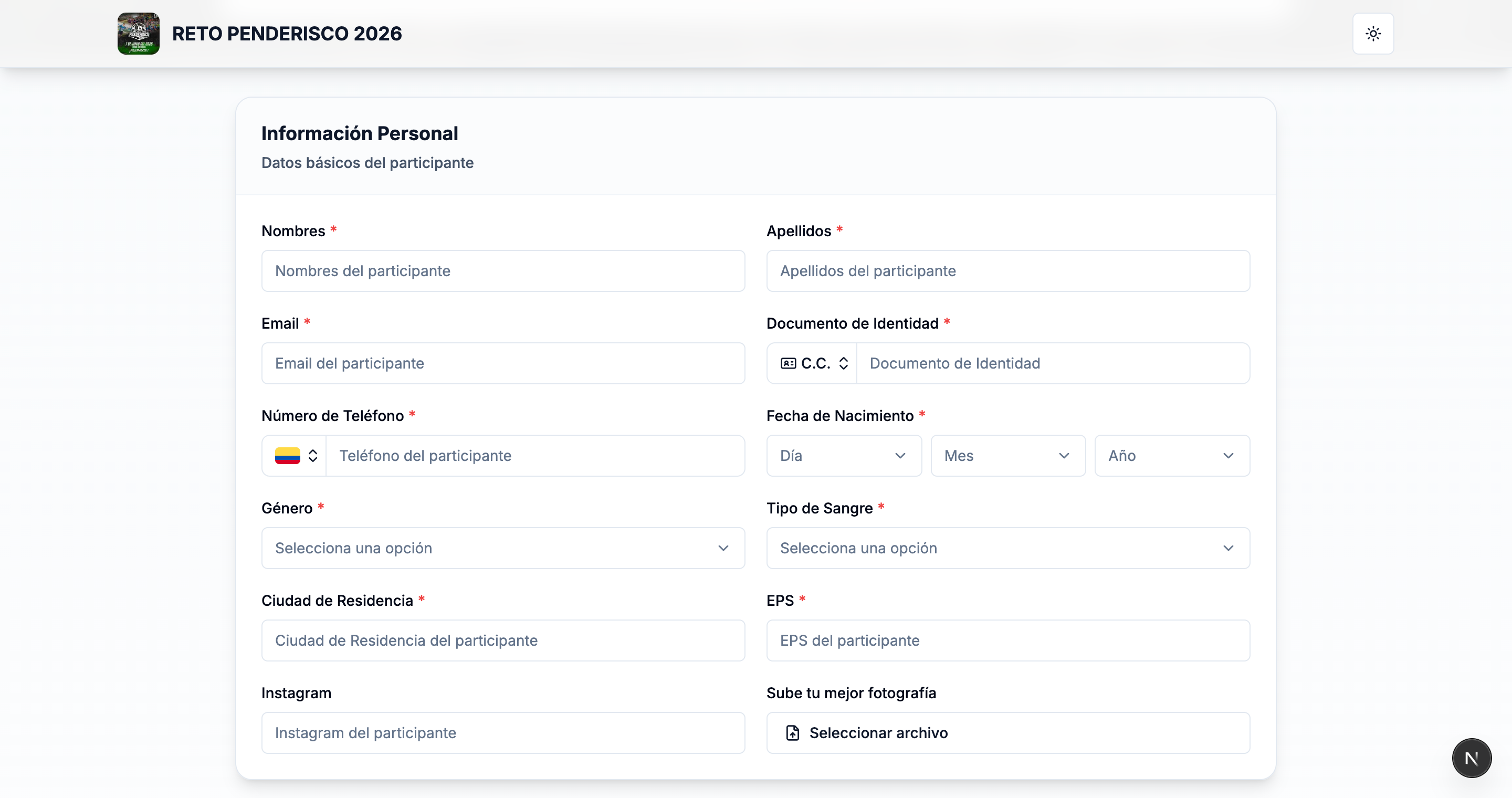 Gestiona participantes